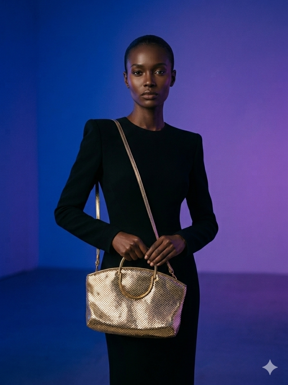 Metallic Gold Satchel with Crossbody Strap